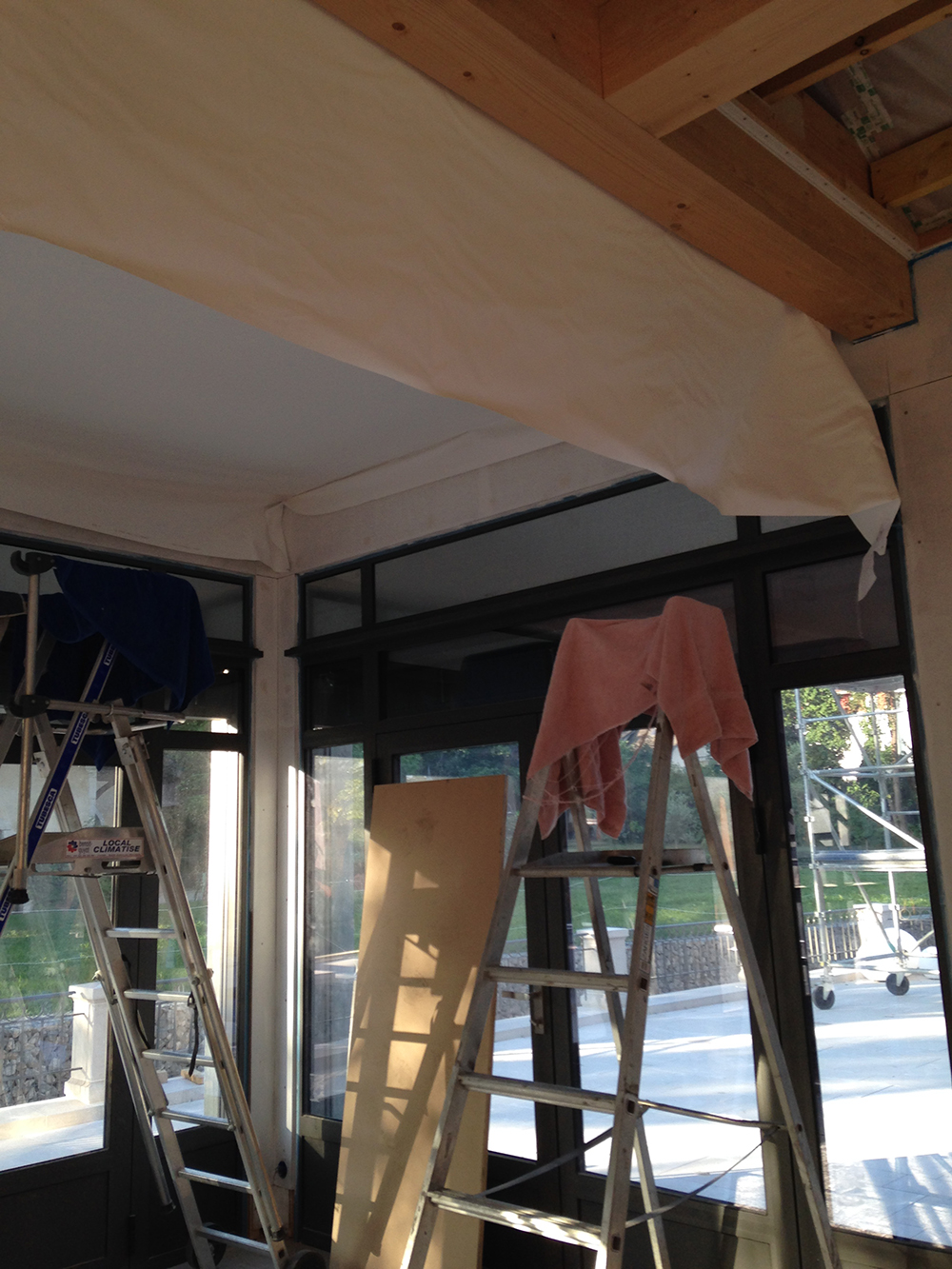 Rénovation veranda pose tissu tendu