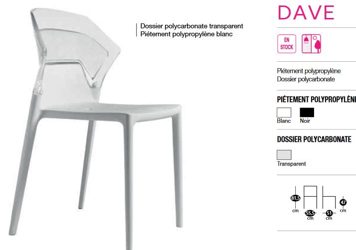 Chaise dossier transparent